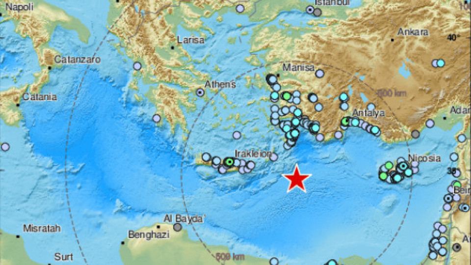 Няколко земетресения са регистрирани тази нощ в Егейско море
